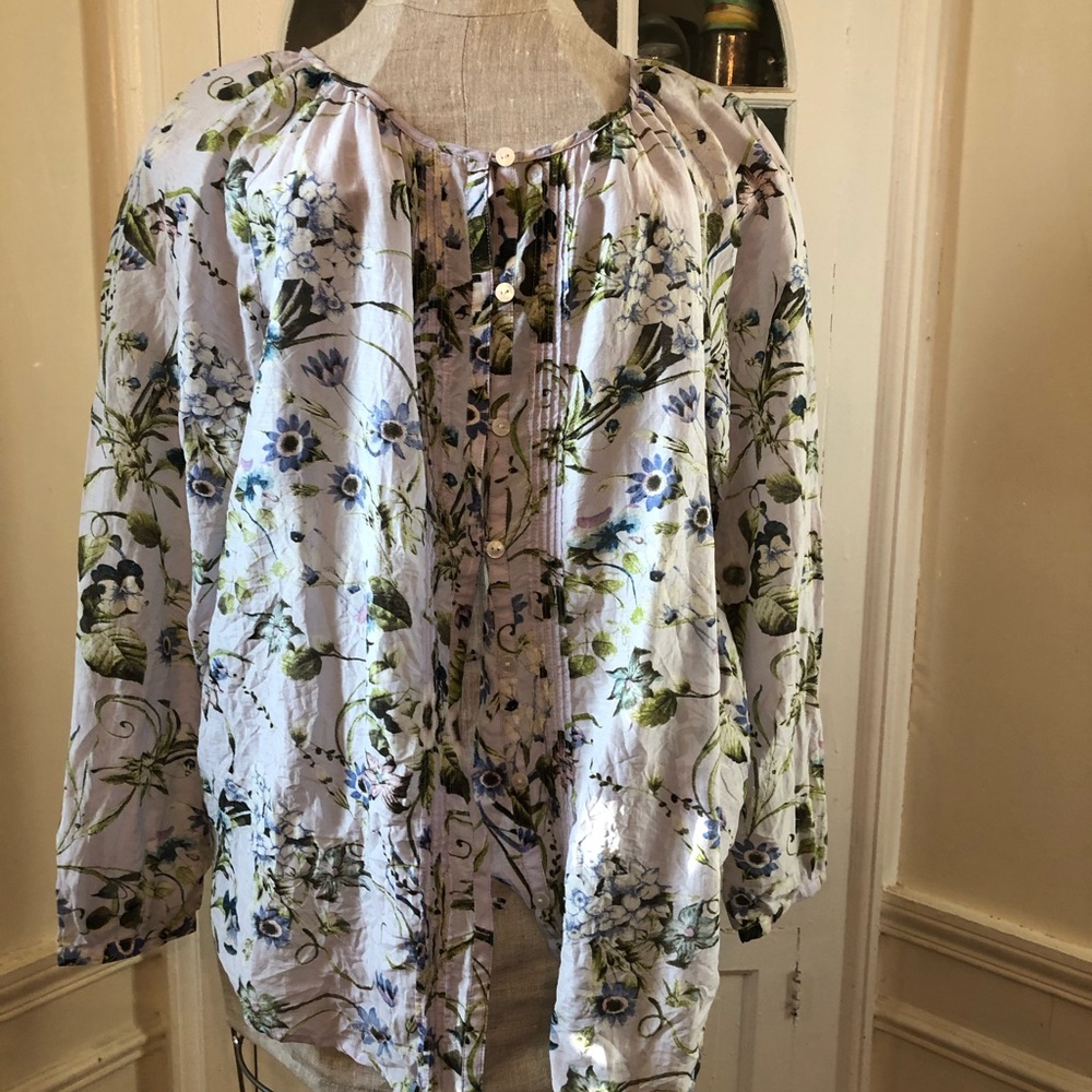 J Jill cotton and silk floral blouse